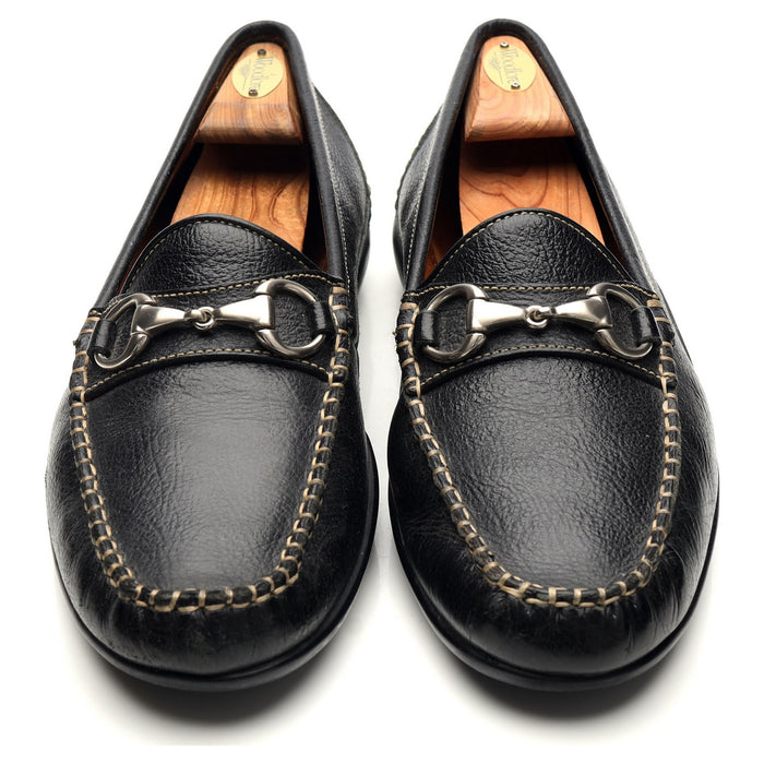 'Saxon' Black Grain Leather Horsebit Loafers UK 9.5 US 10.5
