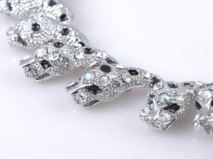 Silver Gun Leopard Cheetah Necklace Clip On Earring Set