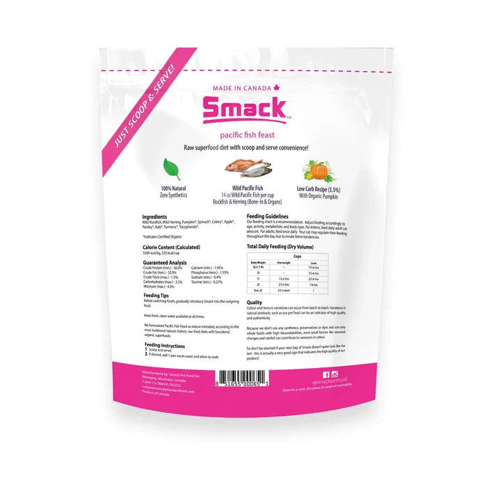 Smack 🍁Pacific Fish Feast Raw Dehydrated Super Food for Cats 210g