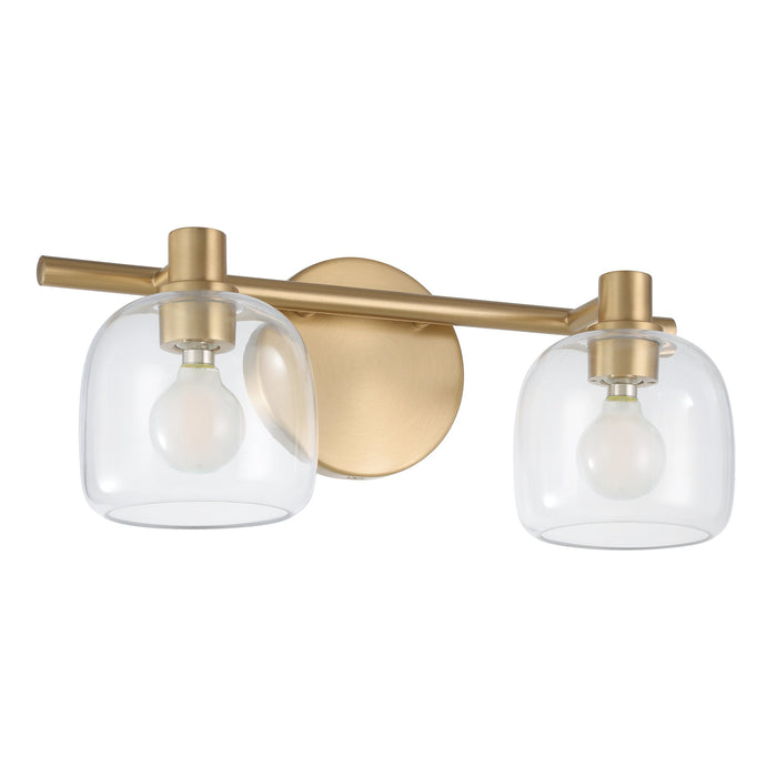 Vanity Light Thesis 207005A Valentina 15 inch 2 light Champagne Gold Vanity Light with Clear Glass Shades THESIS