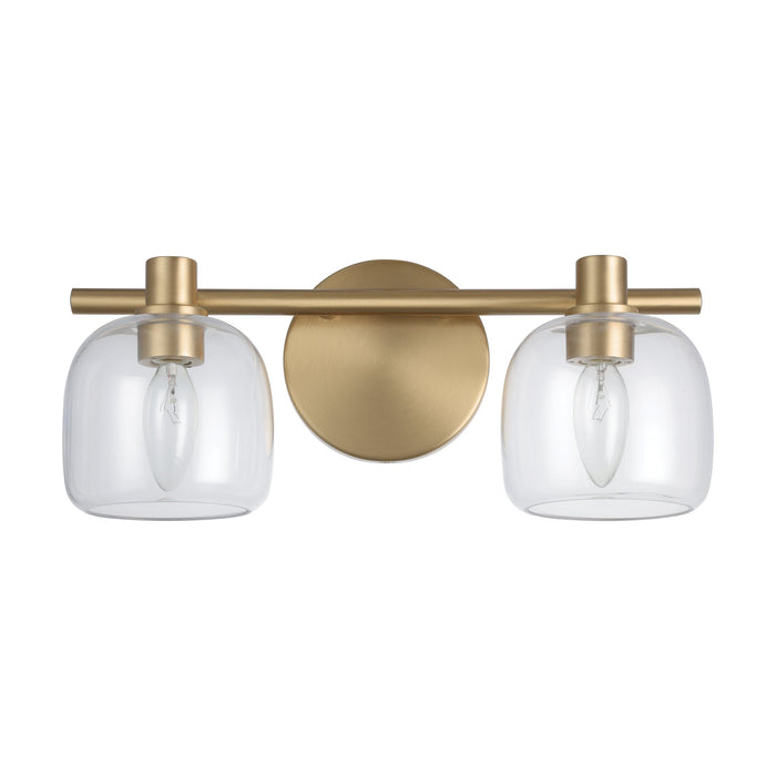 Vanity Light Thesis 207005A Valentina 15 inch 2 light Champagne Gold Vanity Light with Clear Glass Shades THESIS