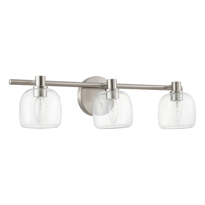 Vanity Light Thesis 207014A Valentina 24 inch 3 light Brushed Nickel Vanity Light with Clear Glass Shades THESIS