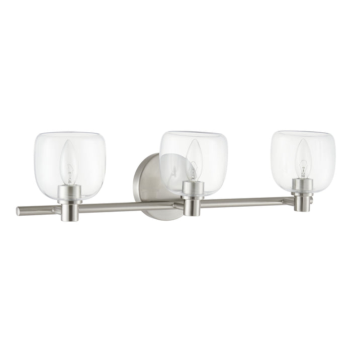 Vanity Light Thesis 207014A Valentina 24 inch 3 light Brushed Nickel Vanity Light with Clear Glass Shades THESIS