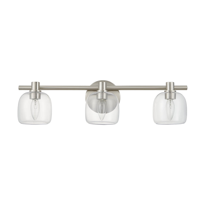 Vanity Light Thesis 207014A Valentina 24 inch 3 light Brushed Nickel Vanity Light with Clear Glass Shades THESIS