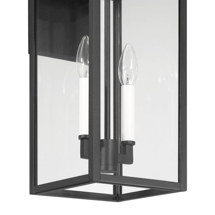 Exterior Wall Sconce Thesis 207742A Hillside 20 inch 2 light Textured Black Exterior Wall Sconce with Clear Glass THESIS
