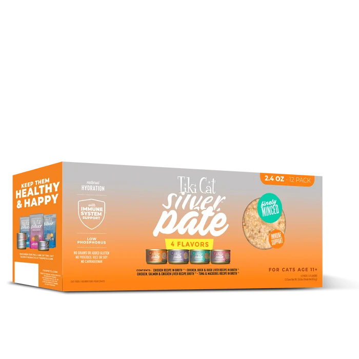 Tiki Cat Silver Pate Cat Food Variety Pack - 12 x 2.4oz cans