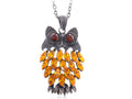 Topaz Body Vintage Fat Fuzzy Night Owl Pendant Chain Necklace