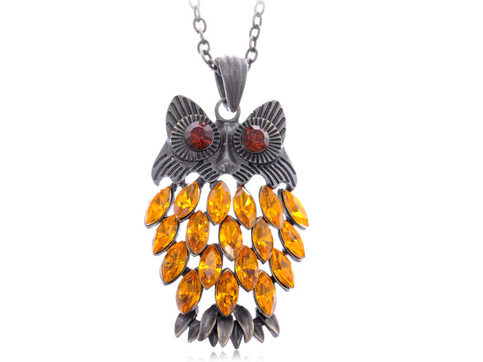 Topaz Body Vintage Fat Fuzzy Night Owl Pendant Chain Necklace