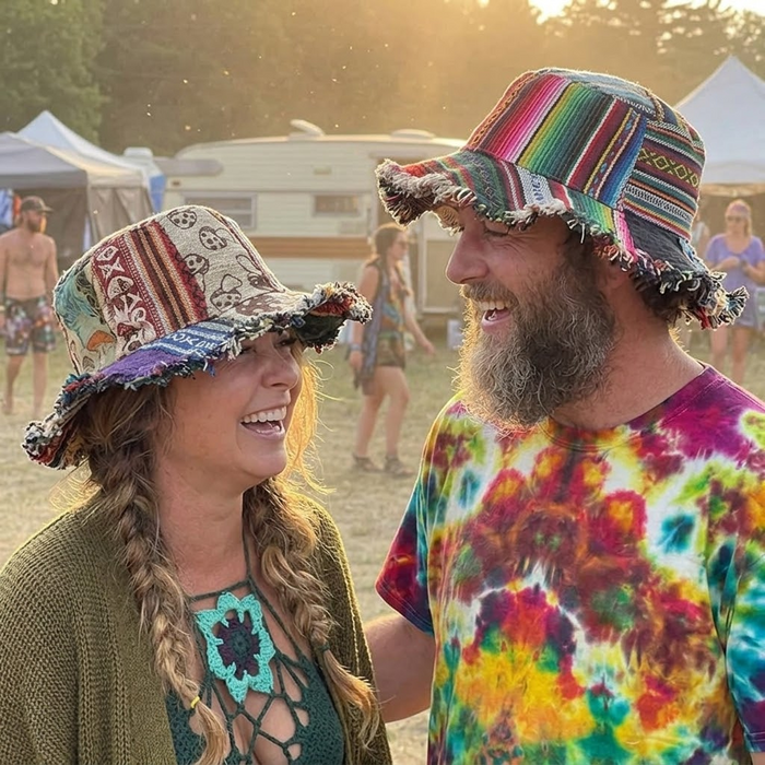 Wandari – Patchwork Mushroom Bucket Hat with Hidden Pocket