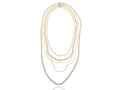 White Ivory Pearl Flapper Layered Multi Strand Long Necklace