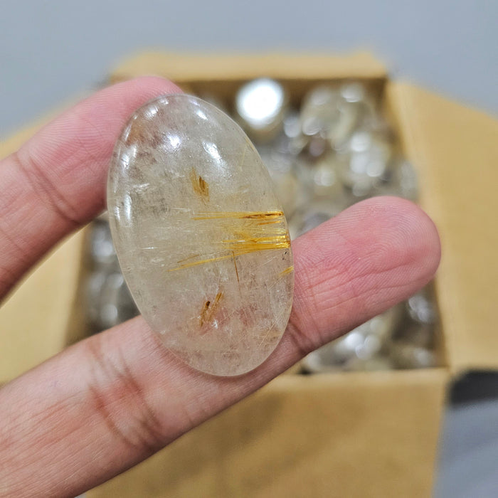Wholesale 1Kg of Rutile Quartz Cabochon Mix Shape |  Gold and Copper - The LabradoriteKing